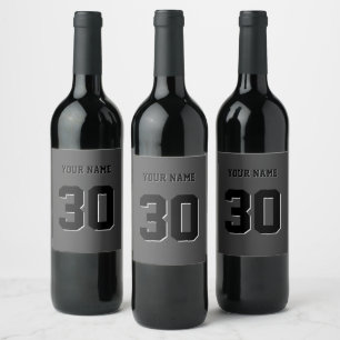 Simple Black Custom Number and Name Wine Label