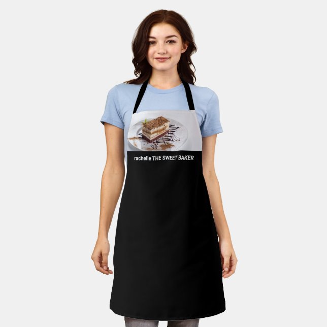 Simple black custom photo and name apron (Worn)