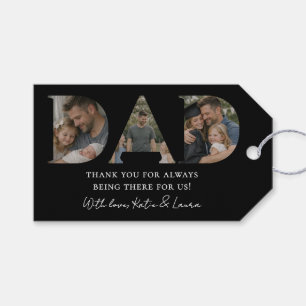 Simple Black Dad Photo Collage Father Day Gift Tags