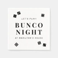 Simple Black Dice Bunco Night Personalized Napkins