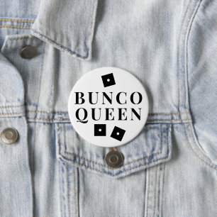 Simple Black Dice Bunco Queen 3 Inch Round Button