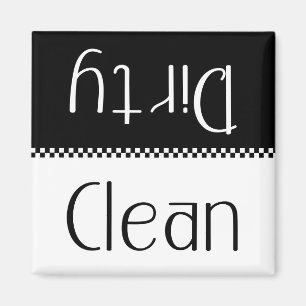 Simple Black Dishwasher Clean/Dirty Magnet