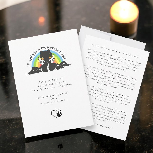 Simple Black Dog Rainbow Bridge Pet Sympathy Card (Creator Uploaded)