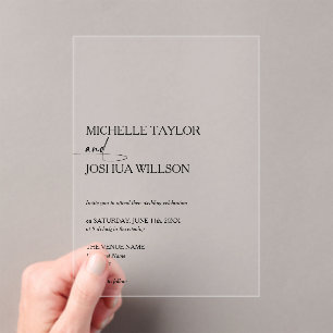 Simple Black Elegant Minimalist WE DO Wedding  Acrylic Invitations