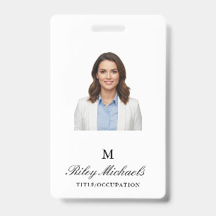 Simple Black Elegant Monogram Name Title Badge