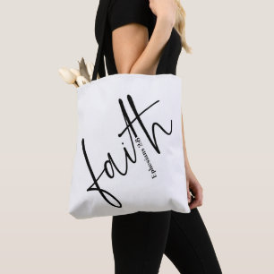 Simple Black Faith Bible Verse Calligraphy Text  Tote Bag