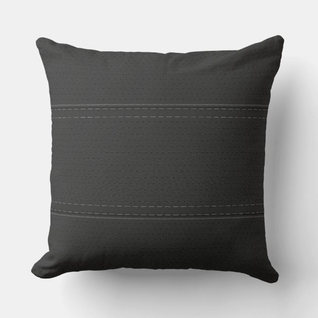 Simple Black Faux Leather Look Pattern Throw Pillow (Front)