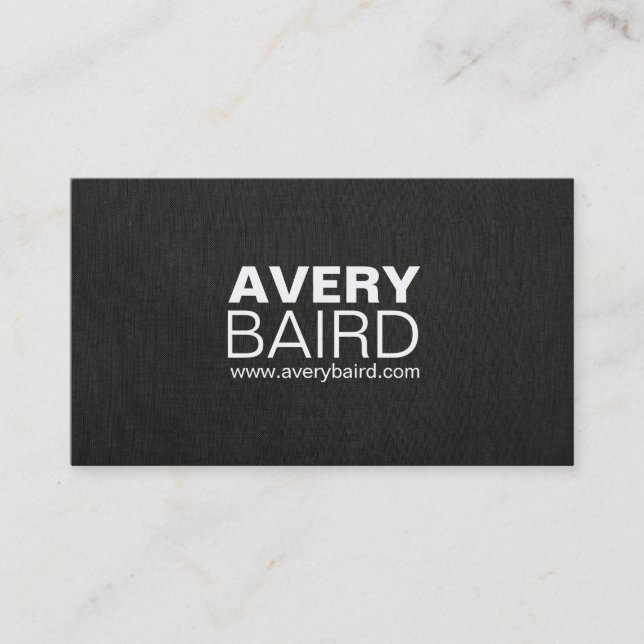 Simple Black Faux Linen Professional Business Card (Front)