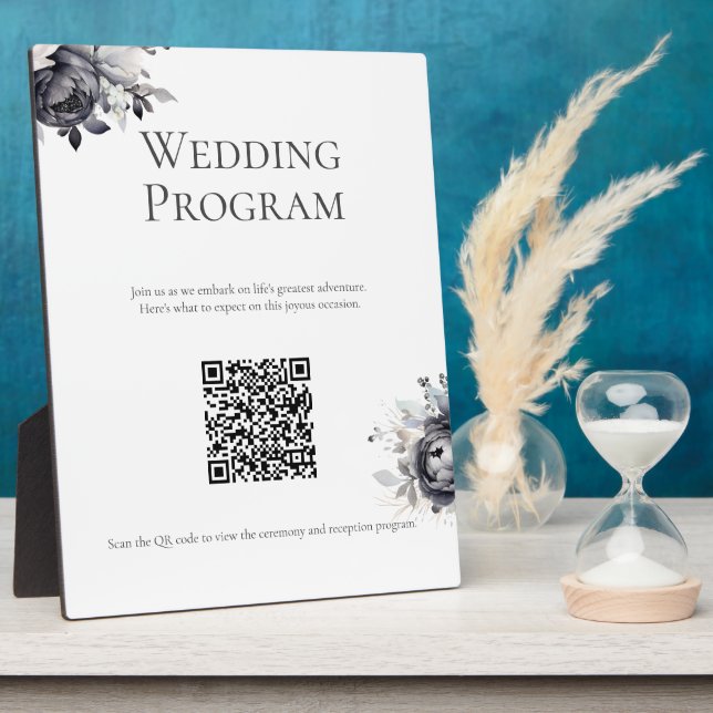 Simple Black Floral Programme de mariage Plaque si (Côté)