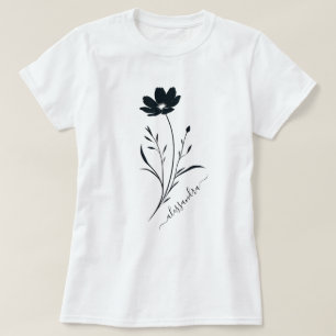 Simple Black Flower - Minimalistic Floral Design T-Shirt