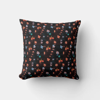 Simple black flowery pattern throw pillow
