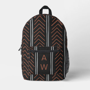 Simple Black Geometric Arrows Monogram Initials Printed Backpack