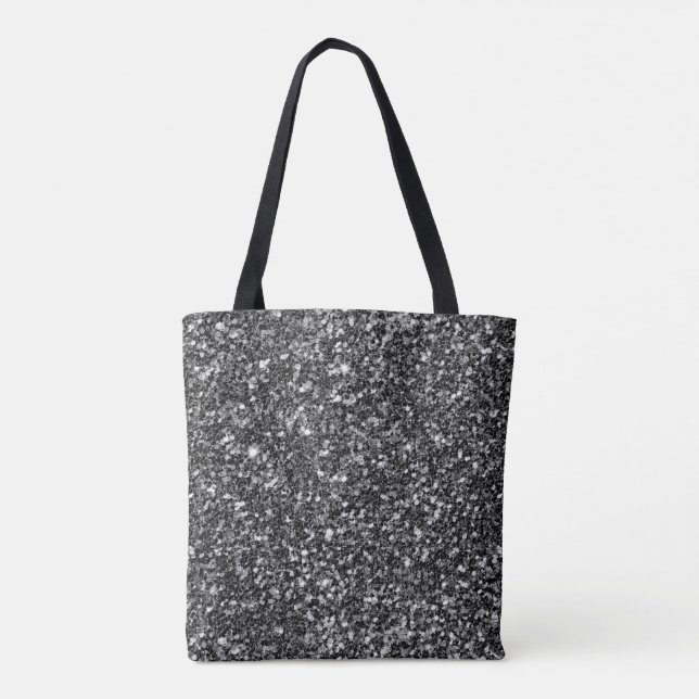 Simple Black Glitter Tote Bag (Back)