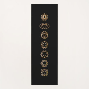 Simple Black Gold 7 Chakras Black Yoga Mat