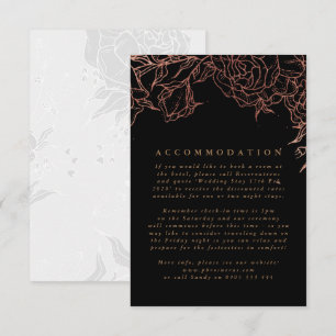 Simple Black Gold Copper Elegant Floral Wedding Enclosure Card