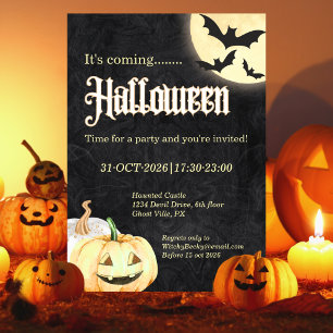 Simple Black Gold Corporate Halloween Party Invitation