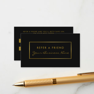 Simple Black & Gold Foil Effect Referral Card