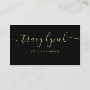 Simple Black gold  Handwritten Script Calligraphy Business Card