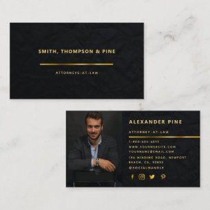 Simple Black Gold Line Professional Photo Business Business Card