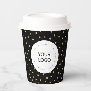 Simple Black Gold Minimal Business Logo Custom Paper Cups