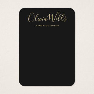Simple Black Gold Script Earring Display Card