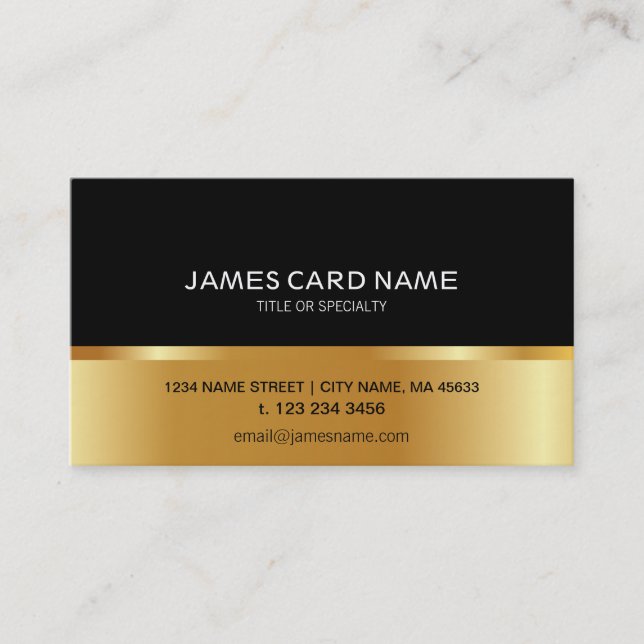 Simple Black Golden business card (Front)