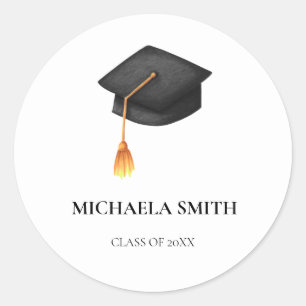 Simple Black Graduation Cap Envelope Seal