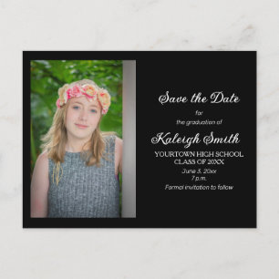 Simple Black Graduation Save the Date Announcement Postcard