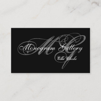 Simple Black Grey Monogram Wedding Business Card