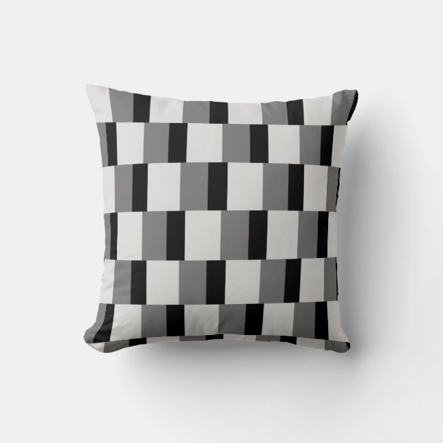 Simple Black & Grey Pattern Throw Pillow (Front)