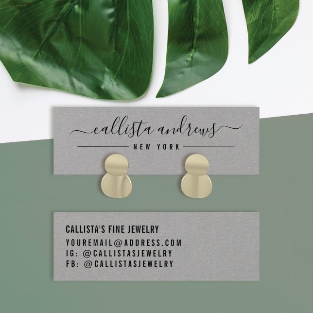 Simple Black Grey Script Earring Display Card (Creator Uploaded)