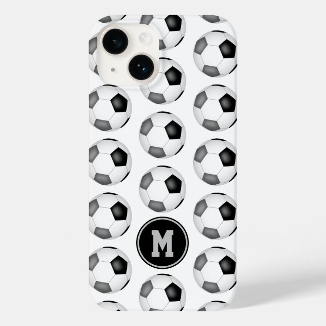 simple black grey soccer balls monogrammed Case-Mate iPhone case (Back)