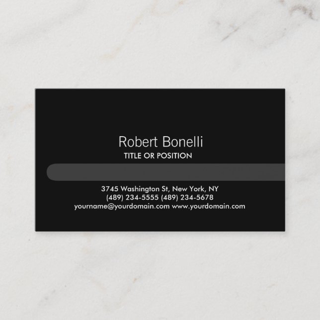 Simple Black Grey Stripe Business Card (Front)