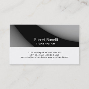Simple Black Grey White Plain Business Card