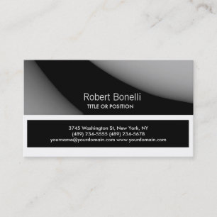 Simple Black Grey White Plain Business Card