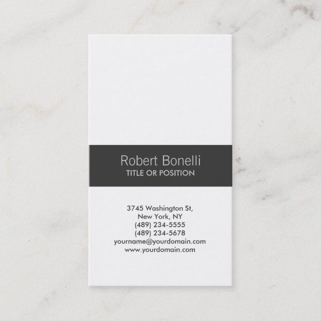 Simple Black Grey White Plain Modern Business Card (Front)
