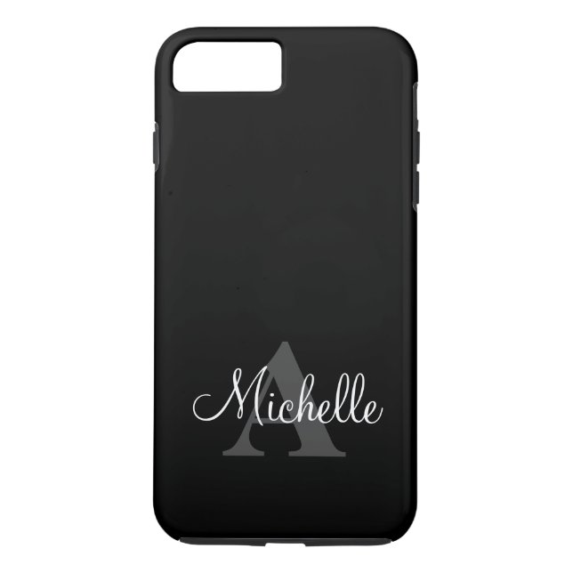 Simple Black Grey Your Monogram Personalized Case-Mate iPhone Case (Back)
