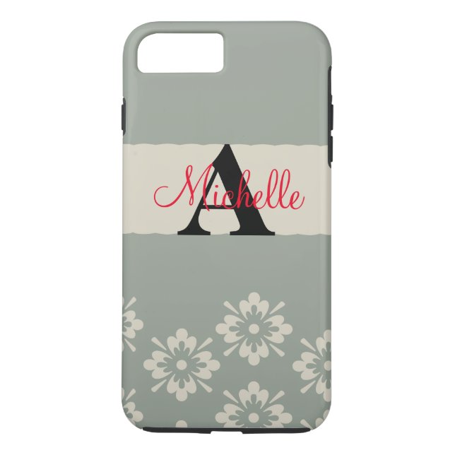 Simple Black Grey Your Monogram Personalized Case-Mate iPhone Case (Back)