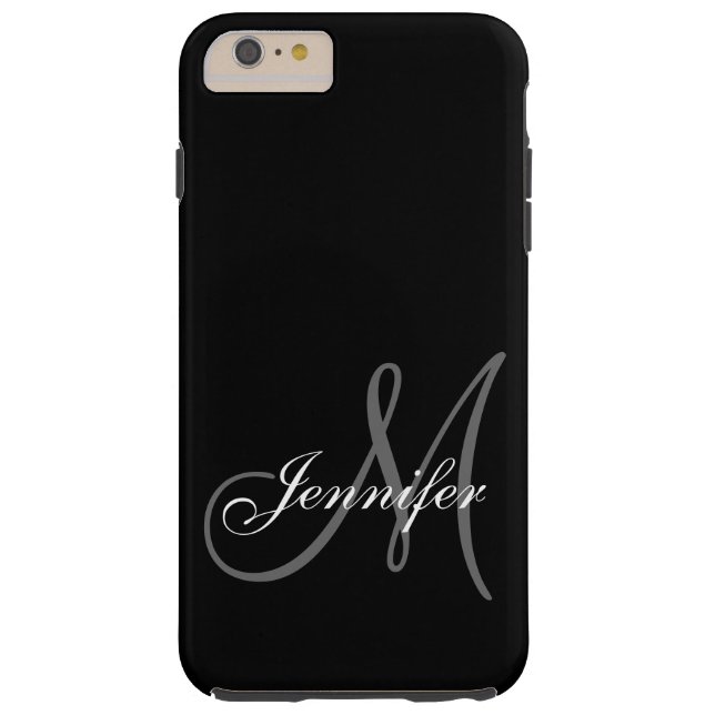 SIMPLE, BLACK, GREY YOUR MONOGRAM YOUR NAME Case-Mate iPhone CASE (Back)