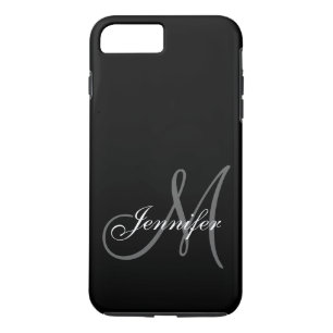 SIMPLE, BLACK, GREY YOUR MONOGRAM YOUR NAME Case-Mate iPhone CASE