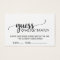 Simple Black Guess How Many Kisses Game Cards