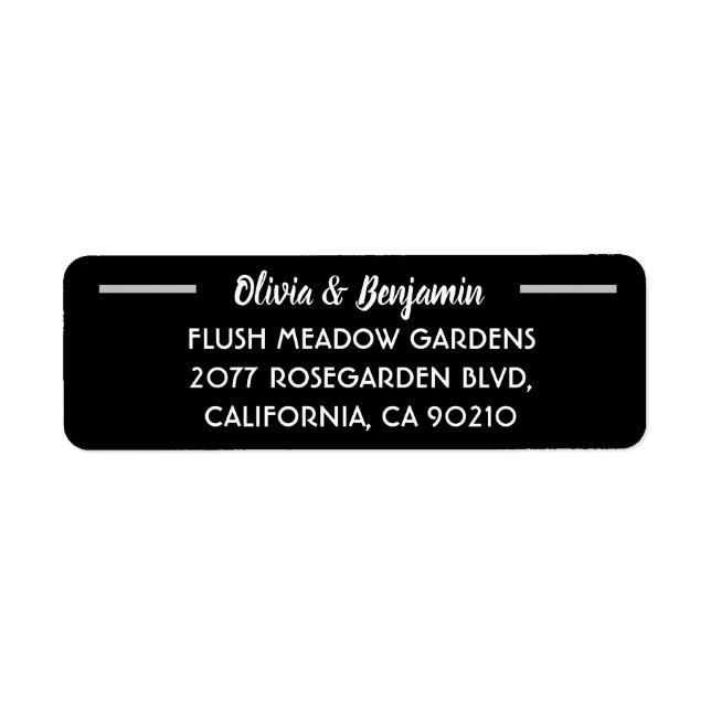 Simple Black Handwritten Script Wedding Address (Front)