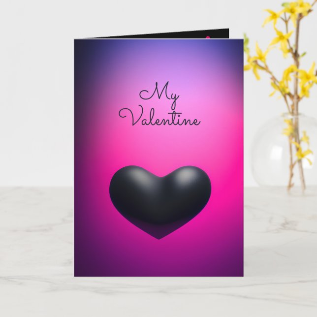 Simple Black Heart Elegant Photo Carte Valentine (Fleur jaune)