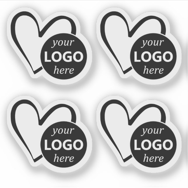 Simple Black Heart Shaped Logo Picture Template  (Front)