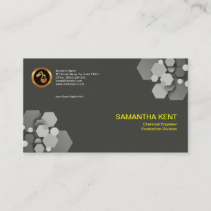 Simple Black Hexagonal Crystals Chemical Engineer Business Card