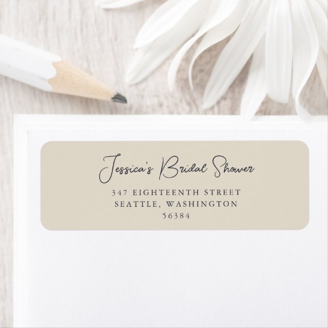 Simple Black Ivory Bridal Shower Return Address (Insitu)