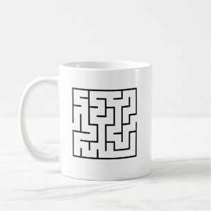 Simple Black Labyrinth Design Coffee Cup