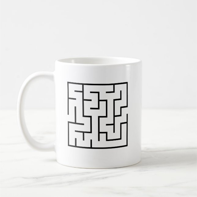 Simple Black Labyrinth Design Coffee Cup (Left)