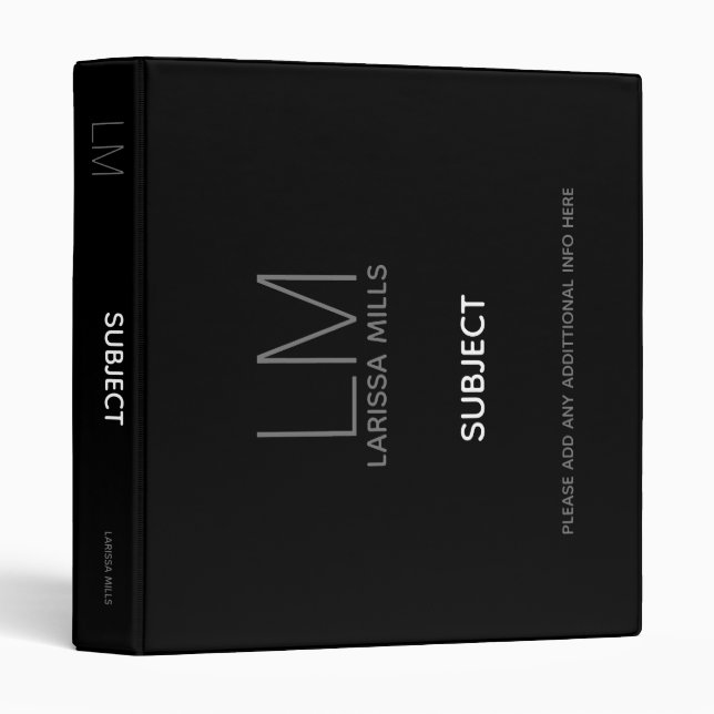 simple BLACK landscape orientation Binder (Front/Spine)