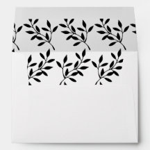 Simple Black Leaf Lined Wedding Invitation